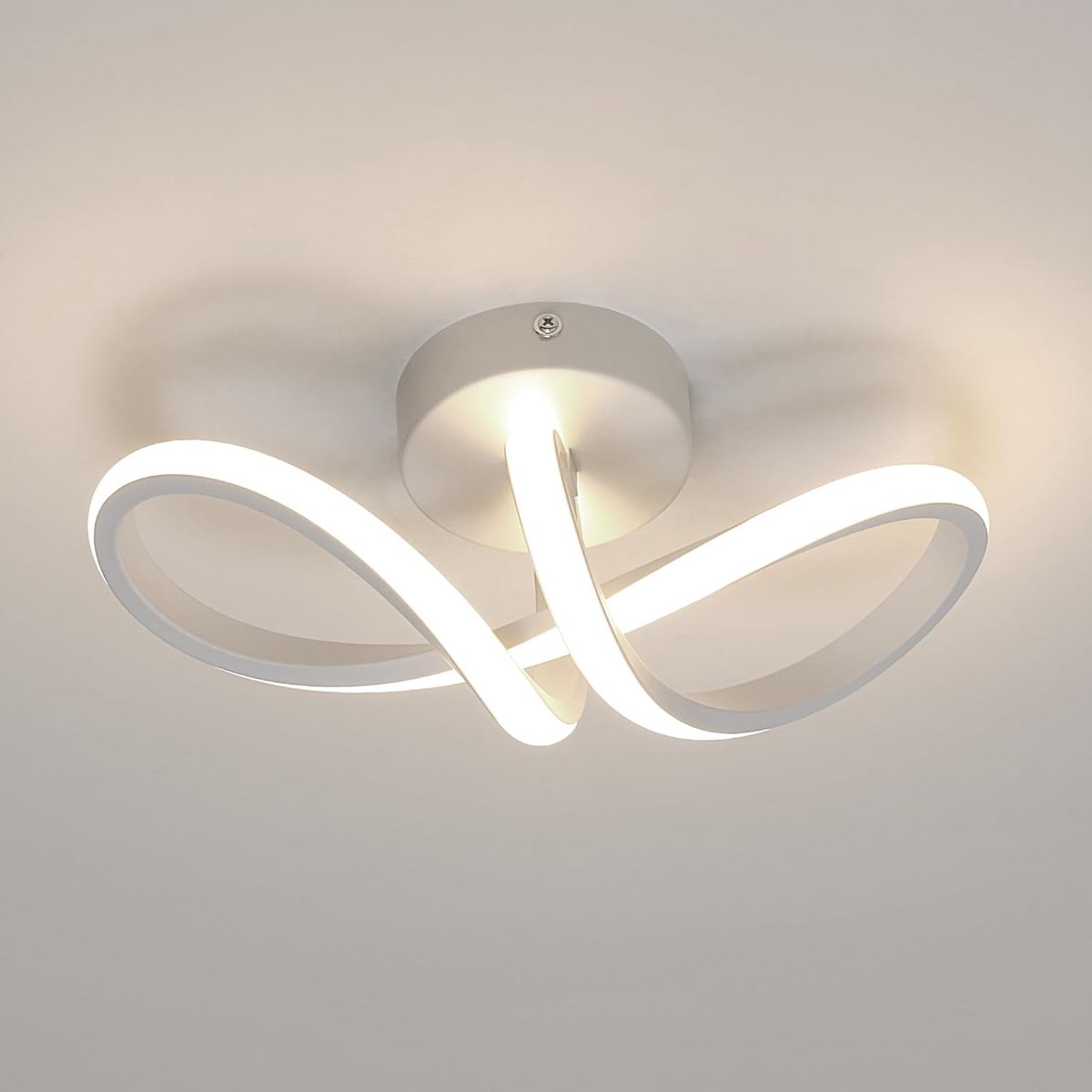 Moderne LED-plafondlamp, 20W gebogen 8-vormige LED-plafondlamp, 4500K LED-plafondkroonluchter voor slaapkamer, woonkamer en eetkamer (neutraal licht)
