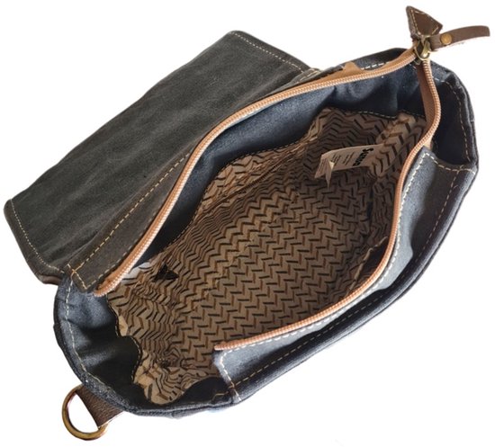 Sac - Denim- Toile - Cuir- jeans recyclés - femme - homme - Rétro - Vintage - Streetwear - 25 x 27 x 8 cm - Sunsa