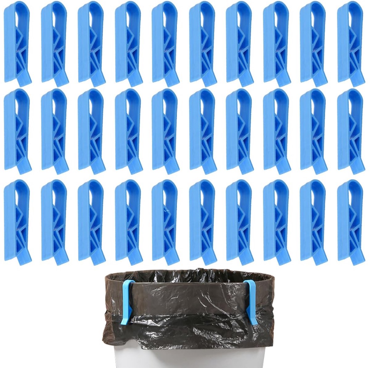 Kledingclips voor vuilniszakken - multifunctioneel - set van 20 - blauw - kunststof