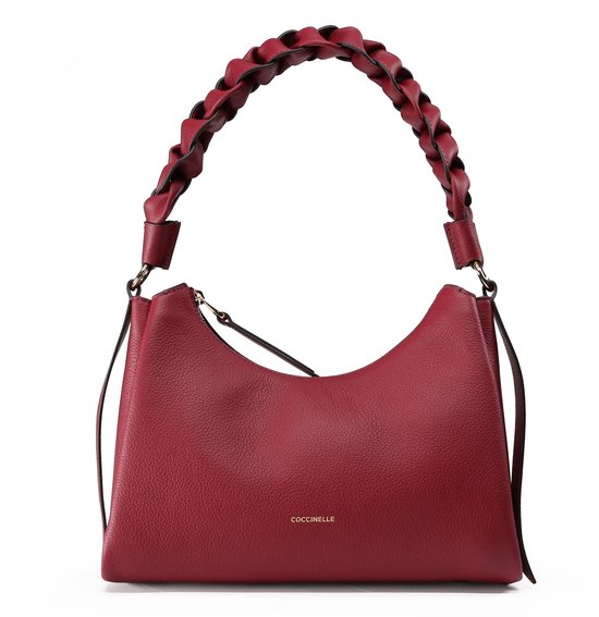 COCCINELLE Cuir sac à épaule Boheme Grana Double Shoulder Bag Ribes / Prune framboise