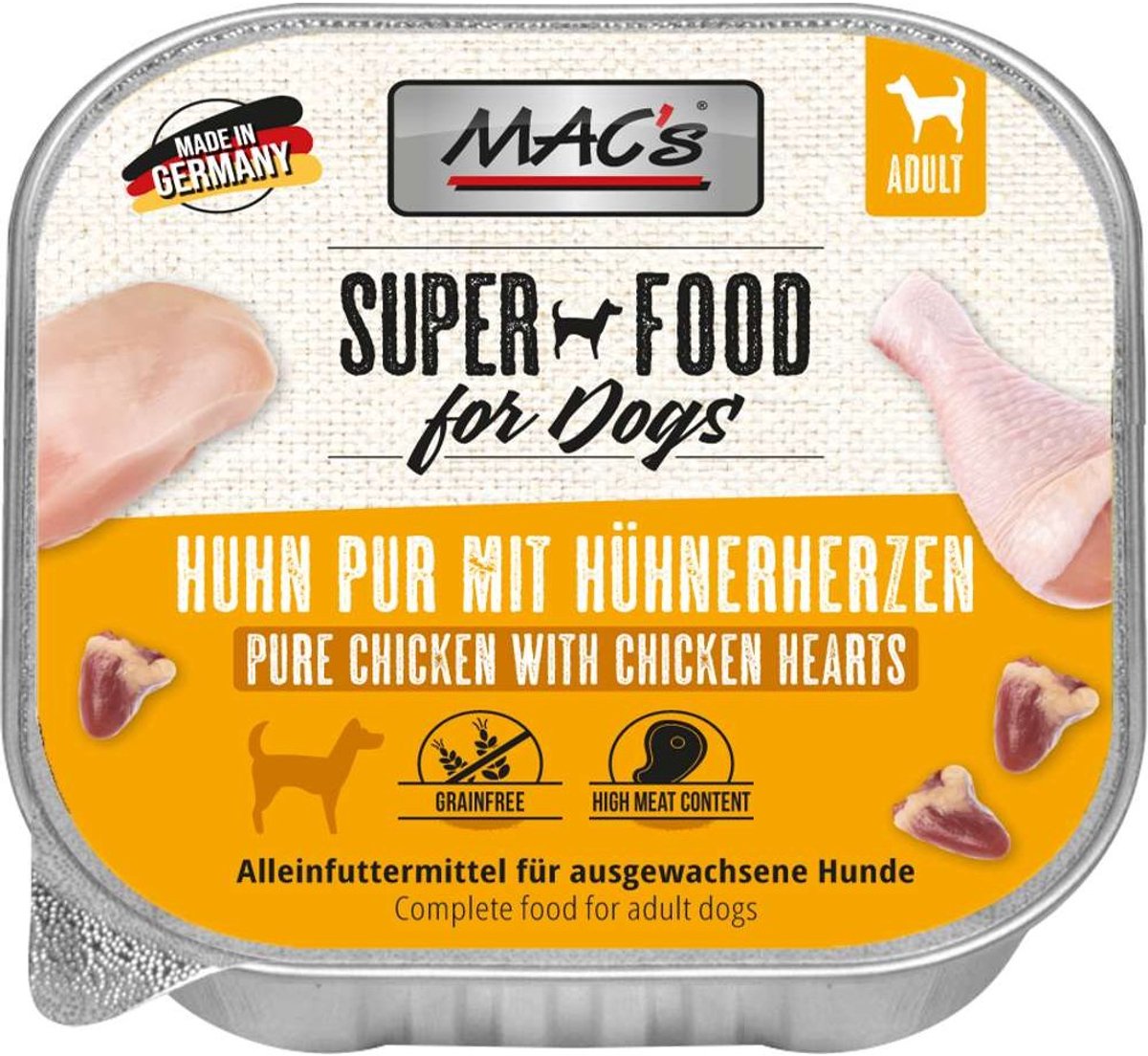 MAC's Hondenvoer Natvoer Vleeskuipje - 70% Kalf & Eend - 11 x 150 g