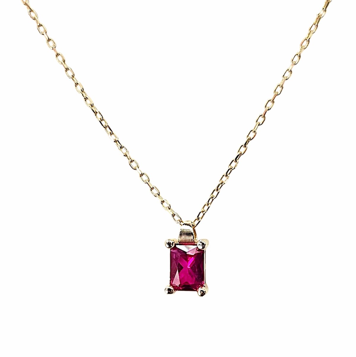 Gouden Ketting Robijn Hanger 14 karaats