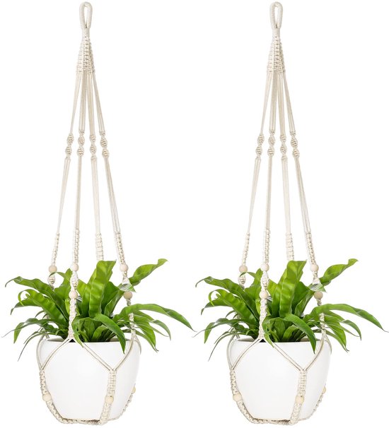Mkouo Macramé bloemenhanger, boho, decoratie, katoenen