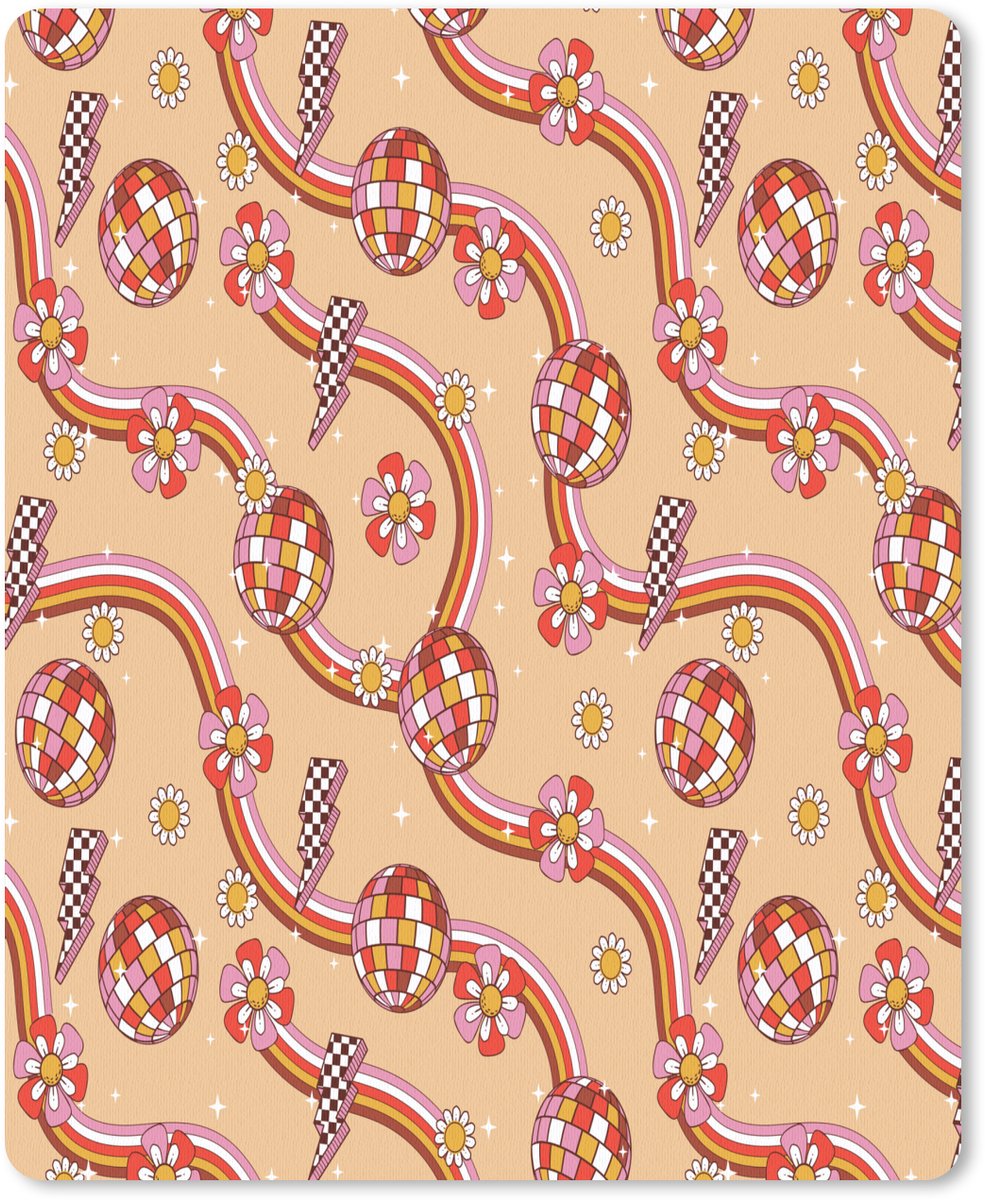 Muismat 19x23 cm - Mousepad Disco - Patroon - Lijnen - Muismatten