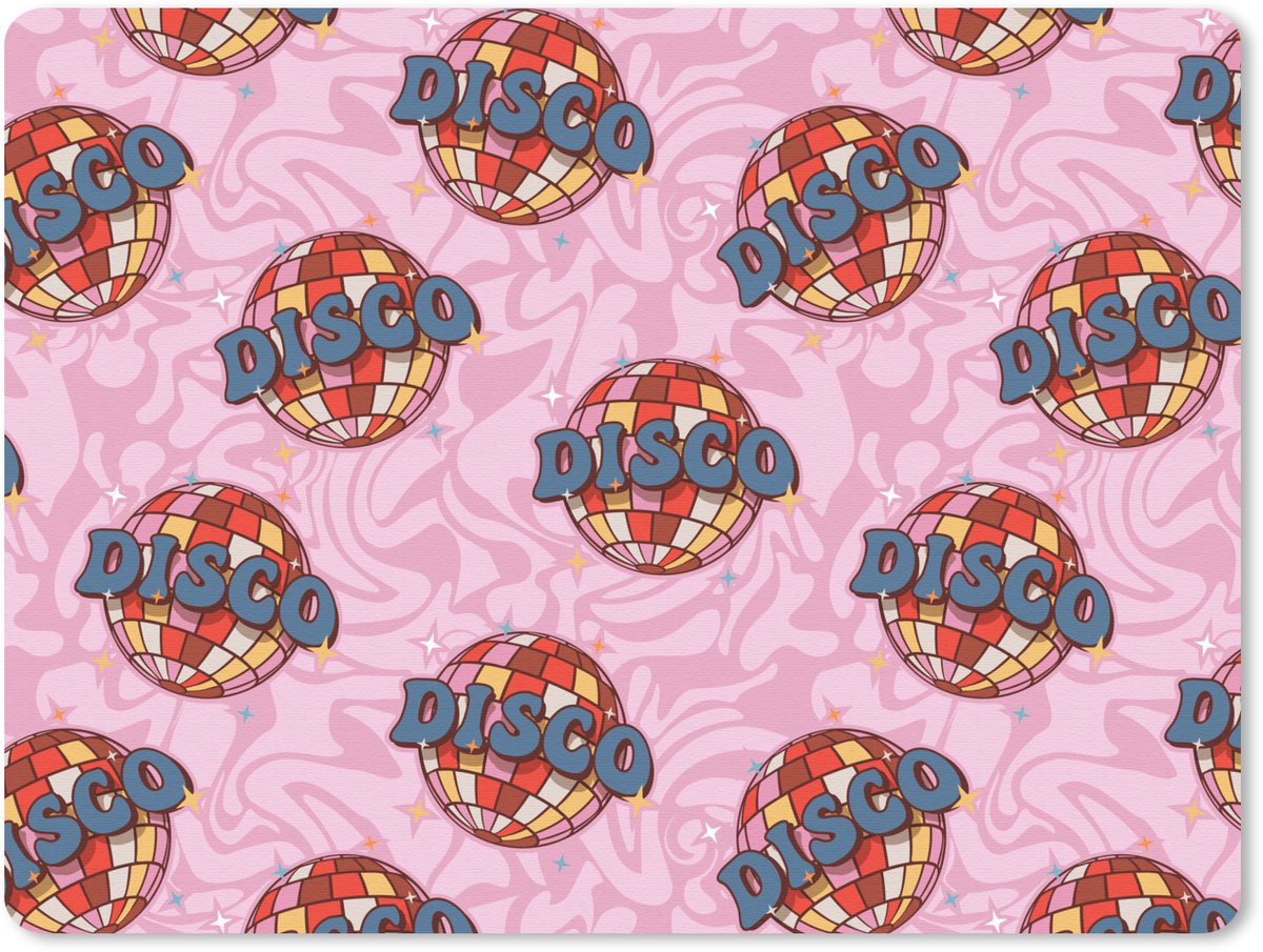 Muismat 23x19 cm - Mousepad Disco - Bal - Patroon - Roze - Muismatten