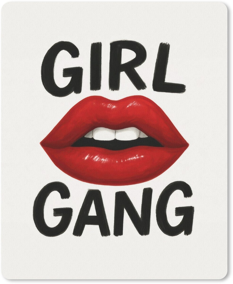 Muismat 19x23 cm - Mousepad Lip - Girl - Rood - Letters - Muismatten