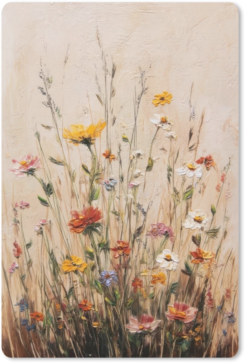 Muismat 18x27 cm - Mousepad Wilde bloemen - Penseelstreken - Rustgevend - Muismatten