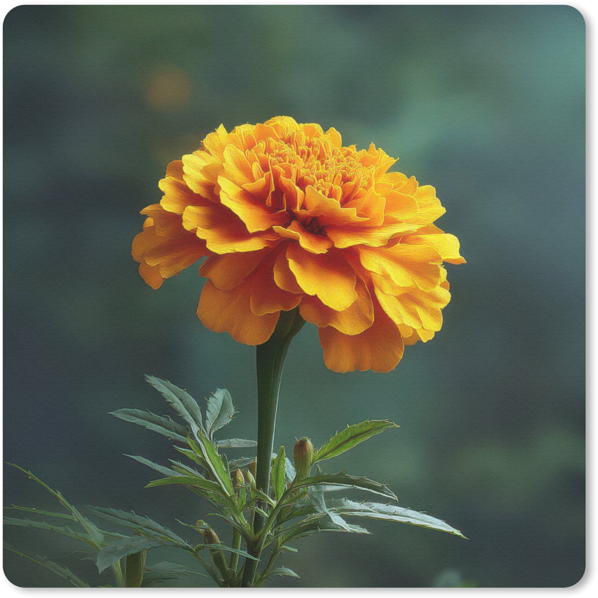 Muismat 20x20 cm - Mousepad Bloemblaadjes - Afrikaan - Oranje - Wazig - Muismatten
