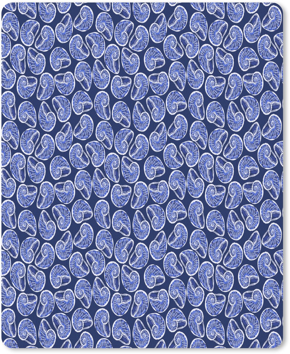Muismat 19x23 cm - Mousepad Kust - Zee - Schelp - Blauw - Muismatten