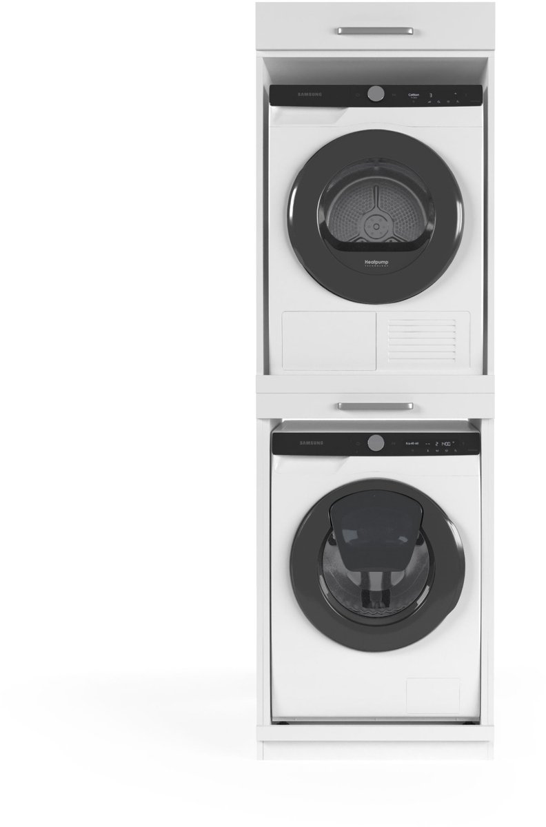 Wasophoogte® Wasmachine Kast Berlin - Wasmachine verhoger - Wasmachine ombouw - 700(D)*665(B)*2110(H) mm - Wit