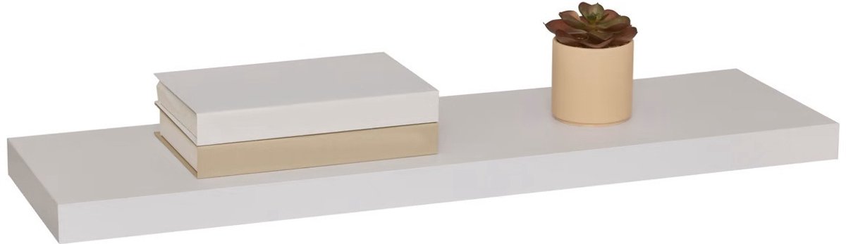 5Five® 5five Zwevende wandplank Bassline - wit - 80 cm - hout/MDF - boekenplank - muurplank - opbergplank - hangplank