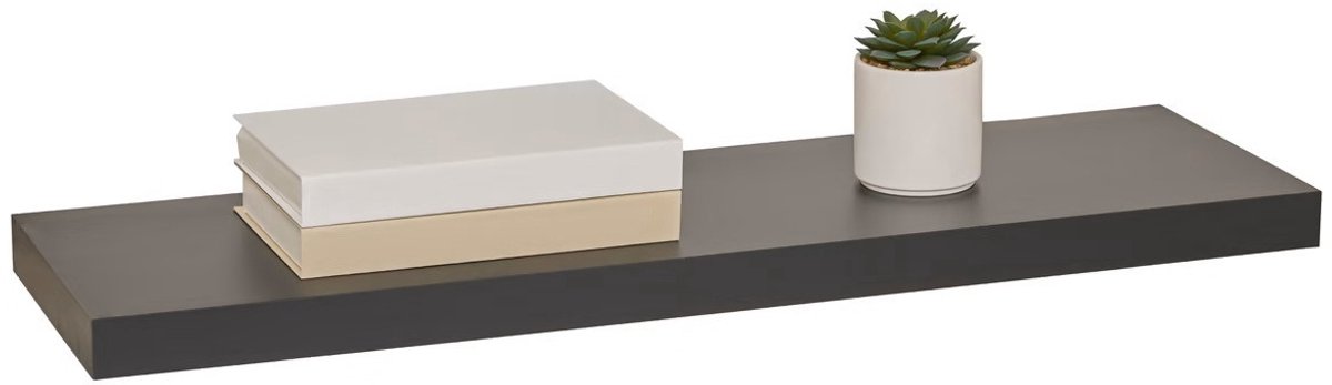 5five Zwevende wandplank Bassline - zwart - 80 cm - hout/MDF - boekenplank - muurplank - opbergplank - hangplank