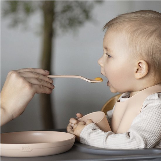 Service de table rose Difrax LOVI - Assiette, Kom et tasse ouverte - 6 mois et plus - Sans BPA, passe au micro-ondes et au lave-vaisselle
