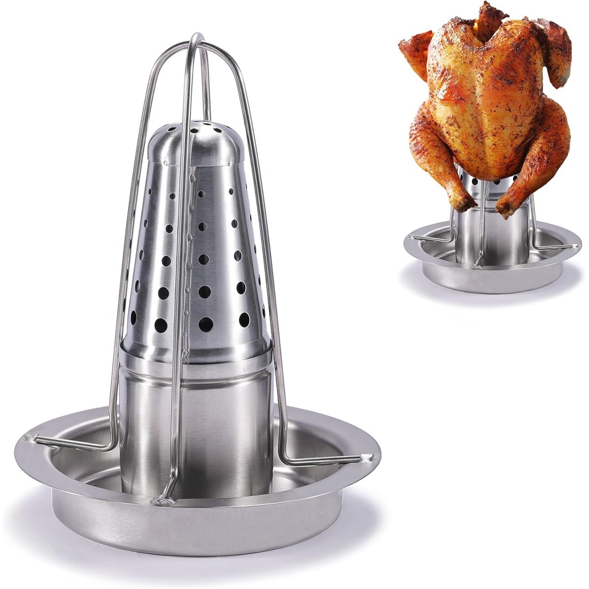 EXCITAT Kipbraadpan - Roestvrijstalen braadpan - Uitneembare grillplaat - Geschikt voor thuis bakken, feesten, picknicks en restaurants - Zilver