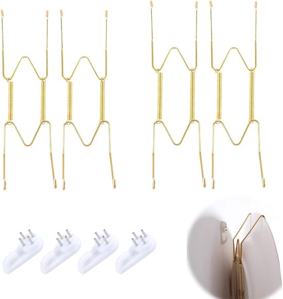 QUARKZMAN 10Stk Teller Aufhänger 4 Universal Messing Unsichtbare Wand Teller Aufhänger mit 10Stk Wand Haken für Dekorative Teller Gold QUARKZMAN 10Stk Teller Aufhänger 4 Universal Messing Unsichtbare Wand Teller Aufhänger mit 10Stk Wand Haken für Dekorative Teller Gold