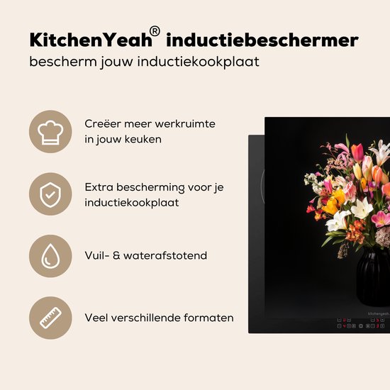 KitchenYeah® Inductie beschermer 60x52 cm - Bloemen - Boeket - Kleurrijk - Kookplaataccessoires - Afdekplaat voor kookplaat - Inductiebeschermer - Inductiemat - Inductieplaat mat - Keuken decoratie