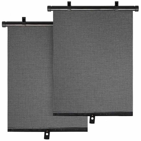 Set van 2 Rol Zonneschermen Auto - 40 x 45 cm - Zwart - Met Zuignappen en Montageclips - Voor Zijruit / Autoruit — afbeelding 3