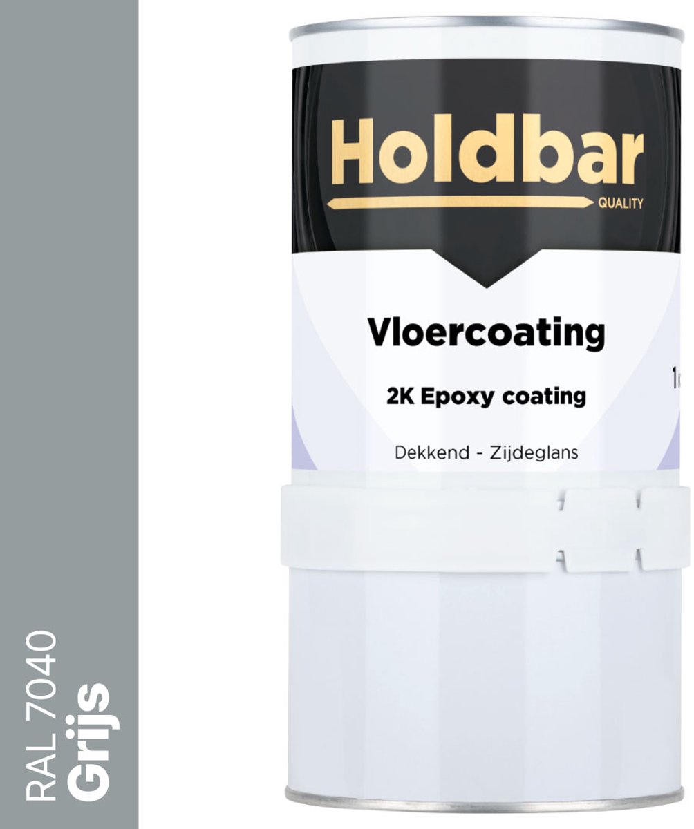 Holdbar Vloercoating Grijs (RAL 7040) 1 kg - Vloerverf - Alle kleuren - Voor Binnen en Buiten - Slijtvast - UV-bestendig - Gemakkelijk te reinigen - 2 Componenten Verf
