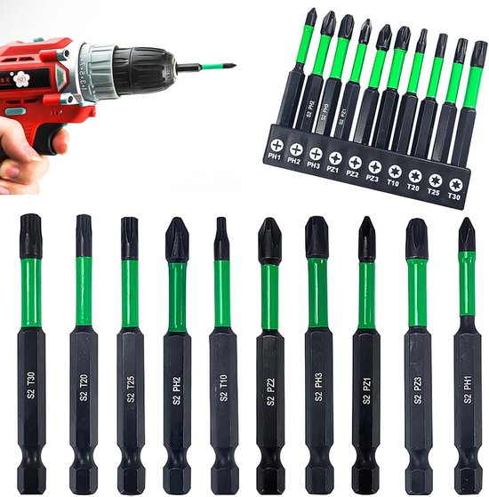 Schroevendraaierbitset, 12 Stuks, Zeer Magnetische Schroevendraaier Kruiskop Bits Schroevendraaierbitset