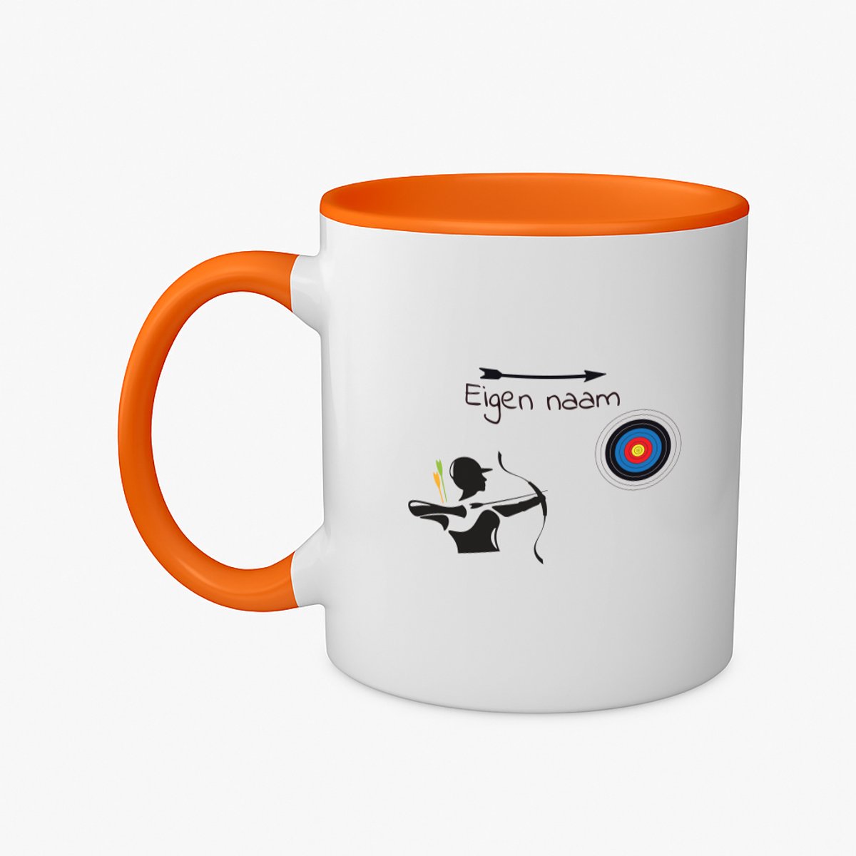 Hacebo® - Boogschieten met naam - koffiebeker oranje - Sport - Boogschieters - thee mok - koffie beker - Cadeau - Verjaardag - Geschenk - Gepersonaliseerde Jongens en meisjes - koffiemok - 350 ML inhoud