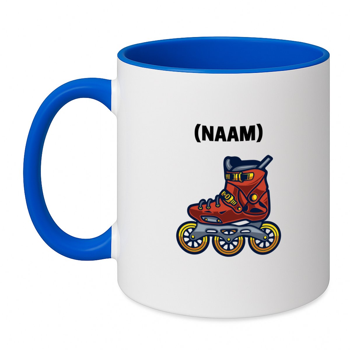 Hacebo® - Skeeleren met eigen naam koffiebeker zee blauw - Sport - Skeeleraars - thee mok - koffie beker - Skaten - koffiemok - 350 ML inhoud