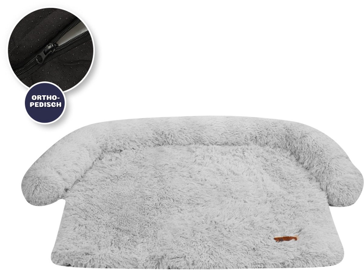 Pet Perfect Fluffy Hondendeken – Hondenkleed – Bankbeschermer – Orthopedisch –Wasbaar – Grijs – XXL