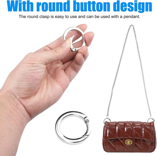 Handtas ketting metaal zilver 120 cm - riem met 2 stuks karabijnring O-ring - tassen kettingen portemonnee schouderriem kettingriem DIY tas maken handwerk van Merkloos	 — afbeelding 4