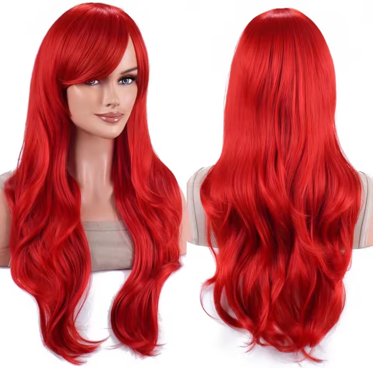 Rode pruik- red weg Wig- Carnaval- Long Wig- Lang Haar Pruik-