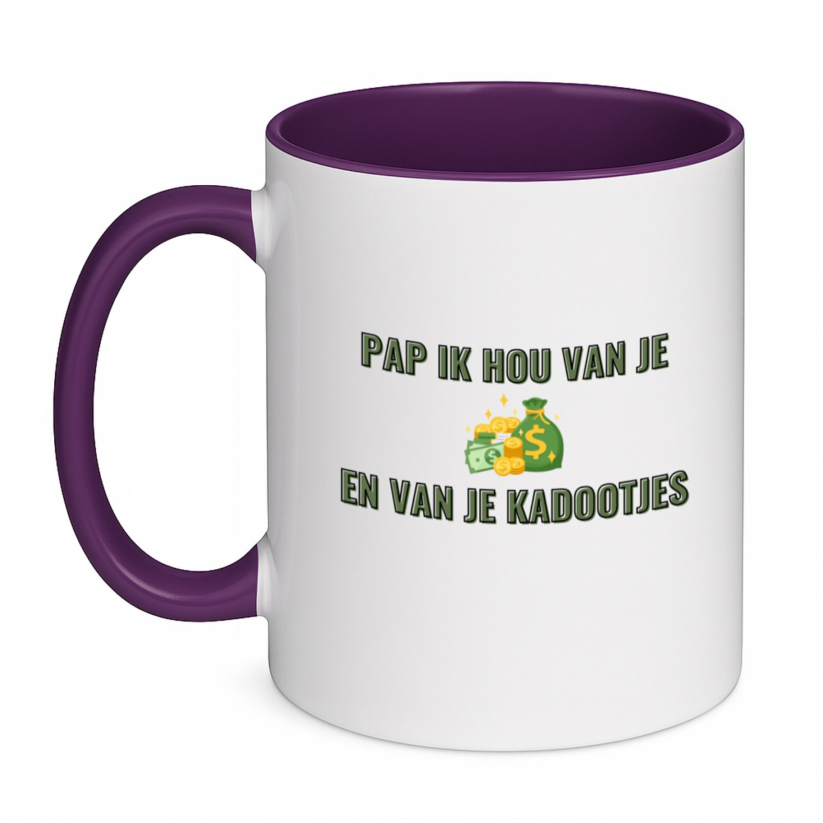 Hacebo® - pap ik hou van je en van je kadootjes koffiebeker paars - vader met veel geld - thee mok - koffie beker - vader cadeautjes - vaderdag - verjaardagscadeau - verjaardag - cadeau - geschenk - kado - koffiemok - 350 ML inhoud