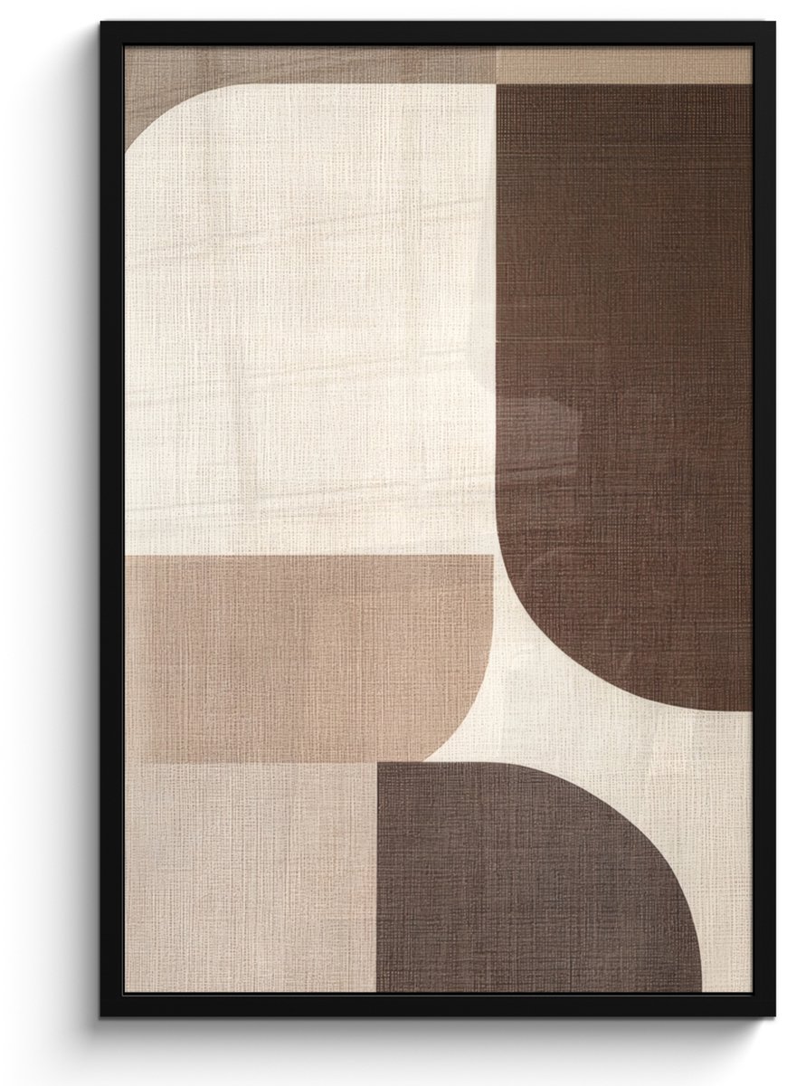 FrameYourWall Poster in lijst - Fotolijst 60x90 cm - Posters - Geometrisch - Geweven structuur - Modern - Posterlijst zwart - Decoratie - Wanddecoratie woonkamer - Muurdecoratie slaapkamer Vormen - Modern
