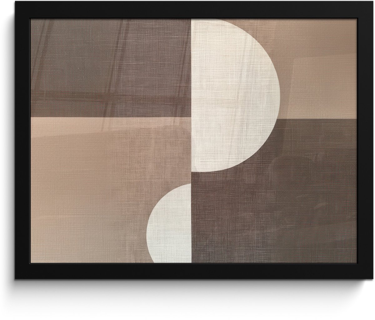 FrameYourWall Poster in lijst - Fotolijst 40x30 cm - Posters - Raster - Halve cirkels - Contrast - Posterlijst zwart - Decoratie - Wanddecoratie woonkamer - Muurdecoratie slaapkamer cirkels - Vlakken