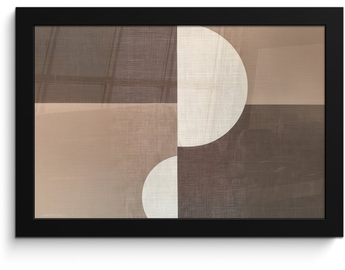 FrameYourWall Poster in lijst - Fotolijst 30x20 cm - Posters - Raster - Halve cirkels - Contrast - Posterlijst zwart - Decoratie - Wanddecoratie woonkamer - Muurdecoratie slaapkamer cirkels - Vlakken