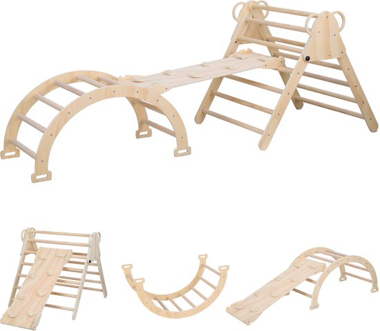 Pikler set 3-in-1 houten klim speelgoed voor peuters en kleuters