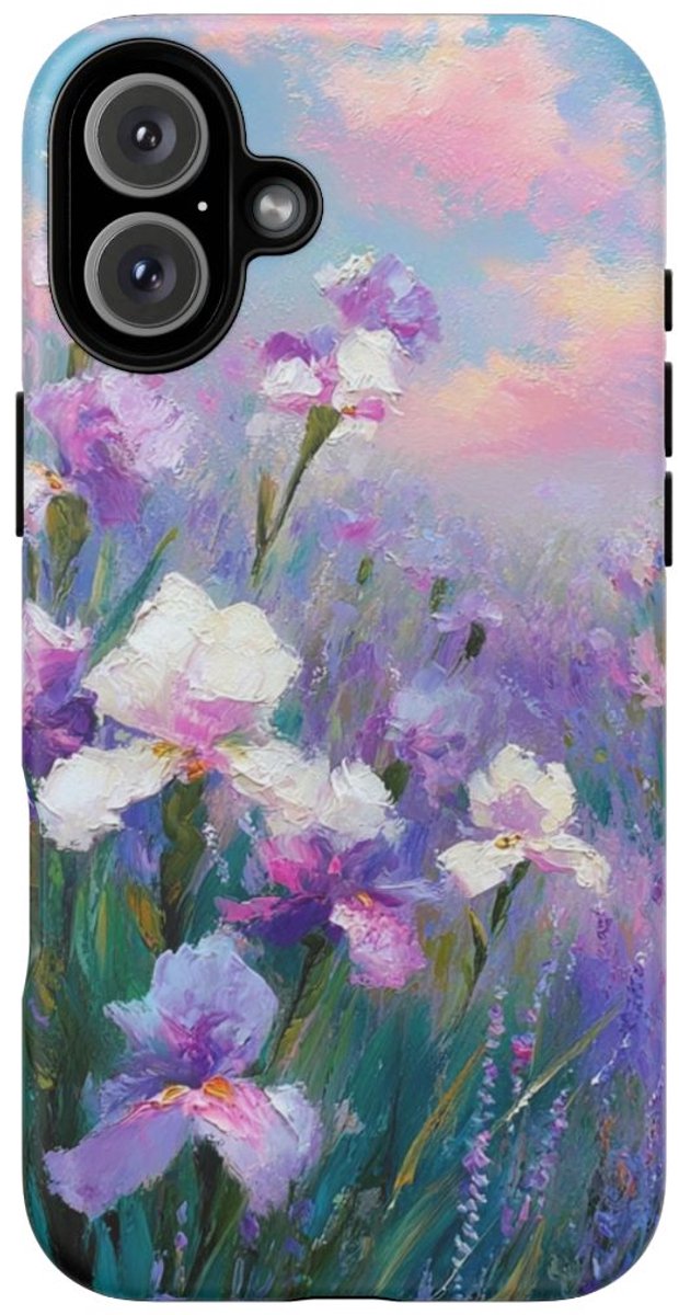 Pastelkleurige Irisbloemen Schildering – Telefoonhoesje Geschikt voor iPhone 16 Plus