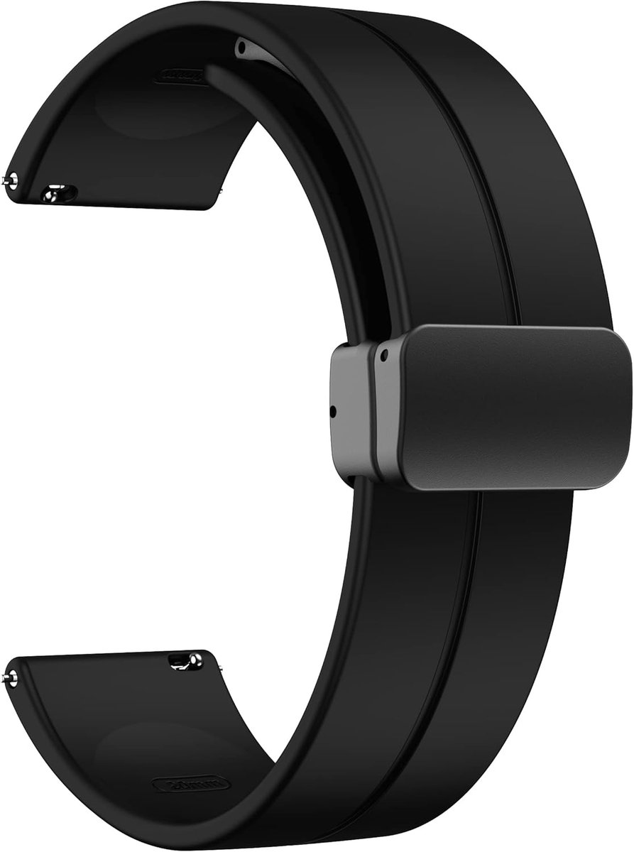 Magnetische horlogeband 22 mm met snelsluiting, zachte siliconen sportband voor mannen en vrouwen, magnetische siliconen vervangende band - zwart