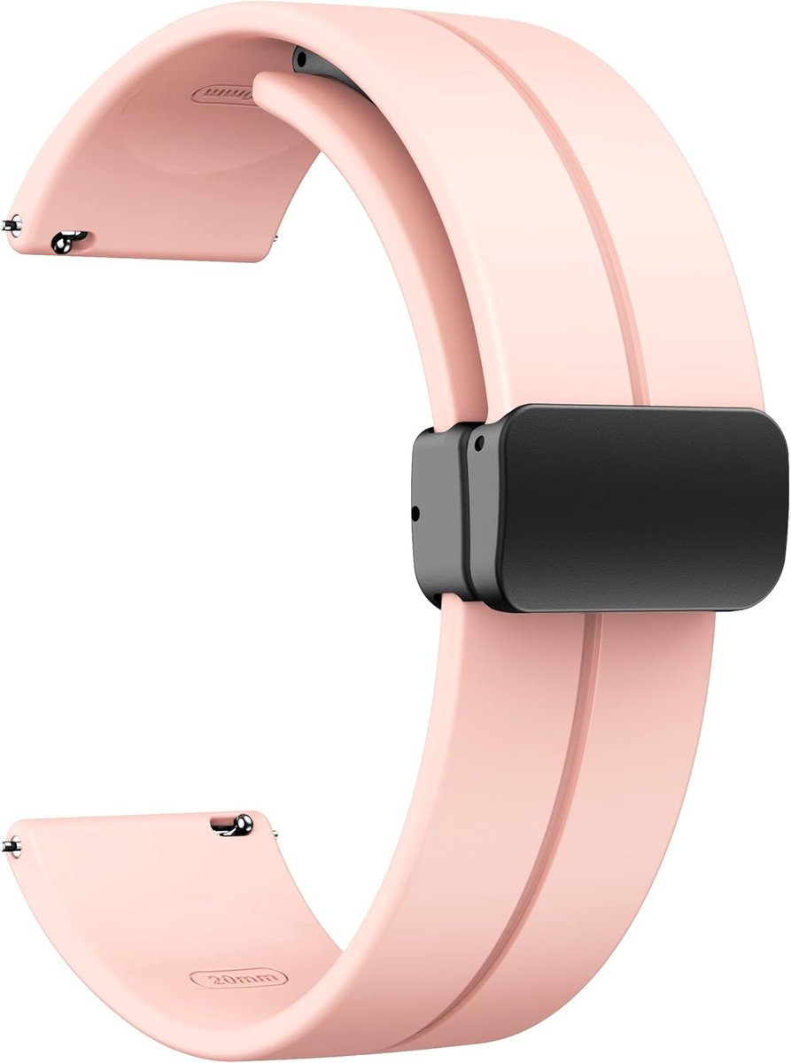 Magnetische horlogeband 22 mm met snelontgrendeling, zachte siliconen sportband voor mannen en vrouwen, magnetische siliconen vervangende band - roze