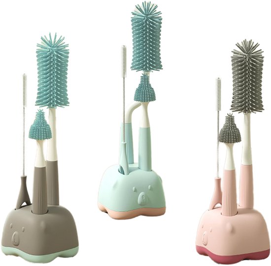 TSD goods - Flessenborstel - Flessenborstel Baby - Beer groen - Flessenborstel met Houder - Flessenreiniger - Flesvoeding accessoires - Kleur Groen van TSD goods — afbeelding 5