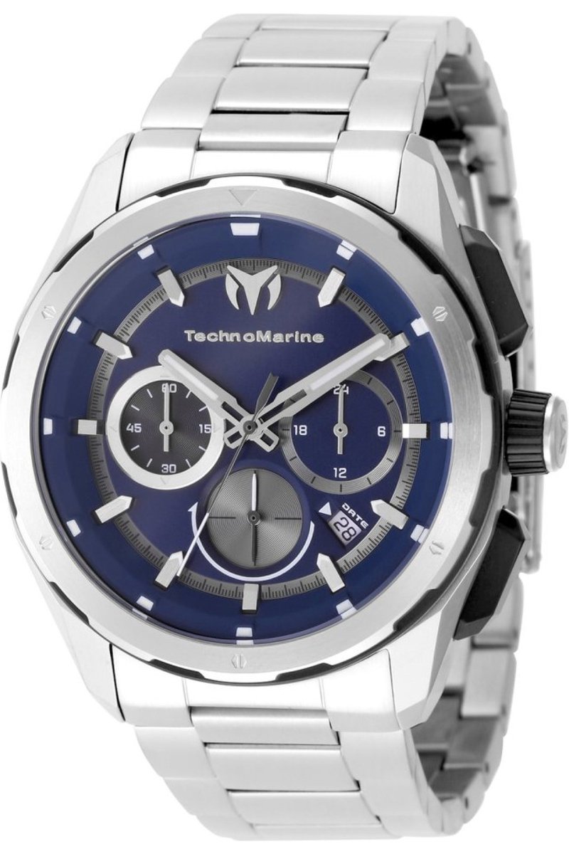 TechnoMarine OCEAN - NOMAD TM-318090 Heren Horloge - Waterdicht - Analoog - Quartz Uurwerk - Roestvrij Staal met blauwe Wijzerplaat - 43mm