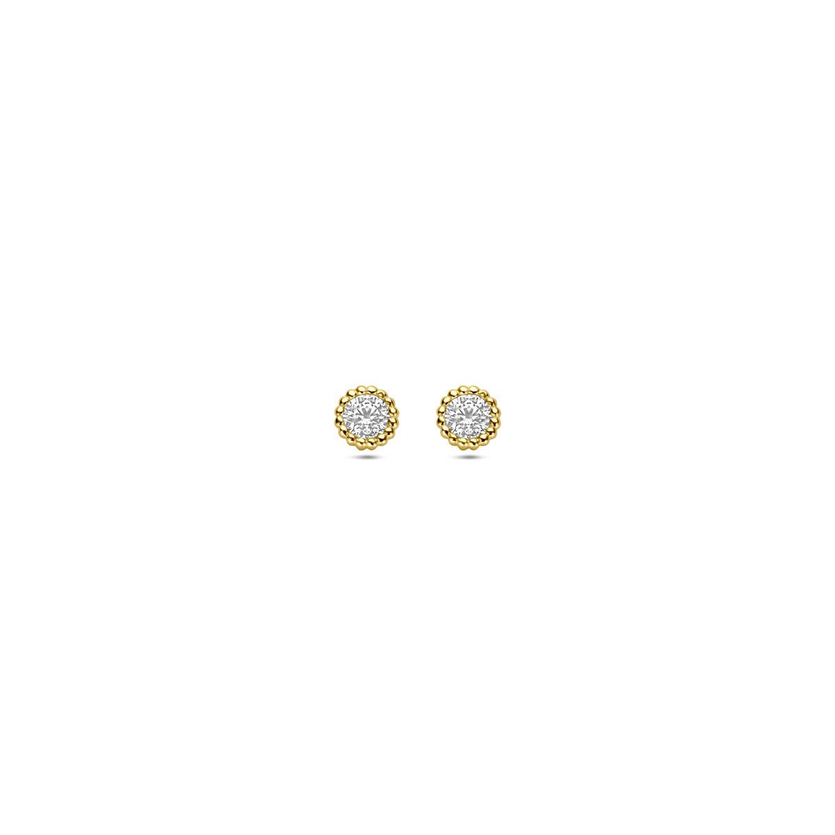 14K geelgouden oorknoppen zirkonia 4 mm - 4034649