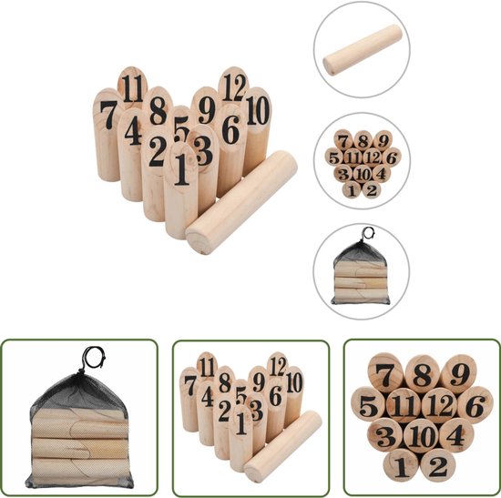 The Living Store Number Kubb - ensemble de jeu - bois de pin massif - 4,9 x 22 cm (ø x H)
