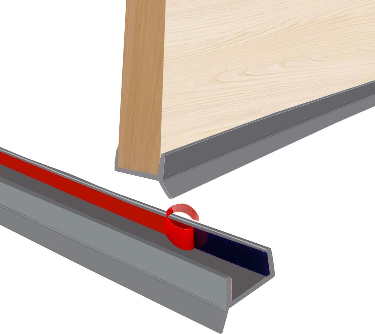 Allecto Premium - Baseboard keuken sokkelprofiel afdichting voor houtdikte 15mm 16mm 17mm - 2.5 meter (grijs)