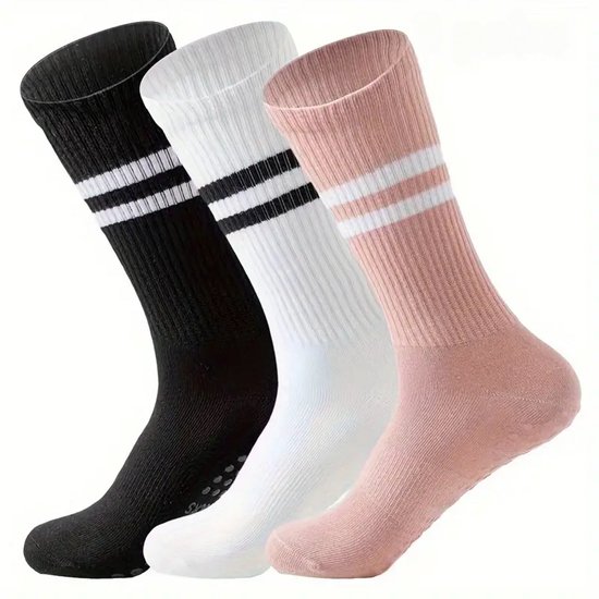 Chaussettes Pilates Coton 4 Paires Chaussettes Yoga Antidérapantes Femmes - Coton Sport 35-40 Kit Pilates