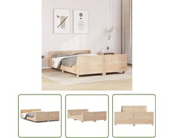 vidaXL Groot Formaat Bed - Massief Grenenhout Bed Frame - Bedframe zonder matras massief grenenhout 160x200 cm - Tweepersoons Bed - Bed Frame Bruin - Landelijk Bed