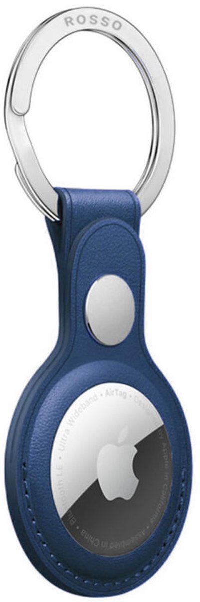 Rosso Element 2-Pack Blauw Kunstleer Hoesje voor Apple AirTag Sleutelhanger Bescherming en Bevestiging - Afbeelding 3
