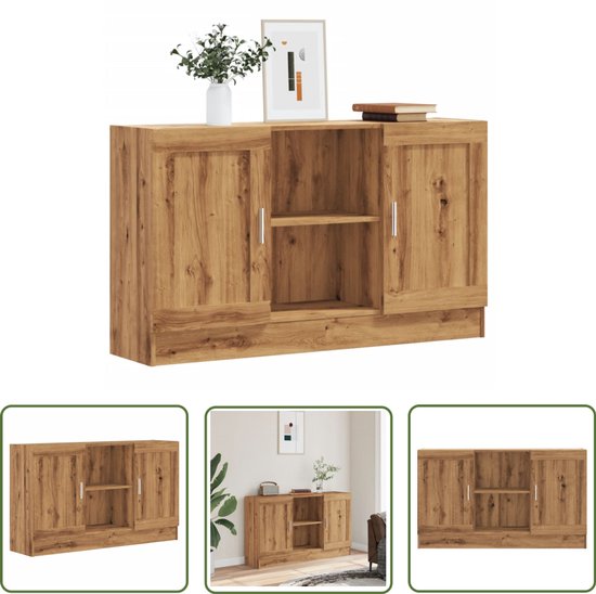 vidaXL Dressoir met lade Betongrijs 89 x 34,5 x 57 cm - Kasten | Dressoirs
