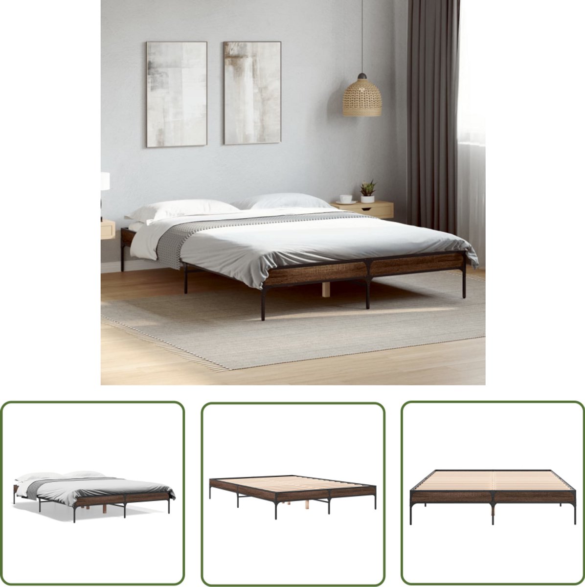 vidaXL Bedframe Wasbruin 195,5 x 80,5 x 51 cm Massief - Slaapkamer | Bedden