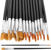 Allecto Plus - Set de 30 pinceaux pour acrylique, huile et aquarelle - Pinceaux à poils en nylon - Petits pinceaux à pointe plate et ronde - Pour enfants - Set de peinture