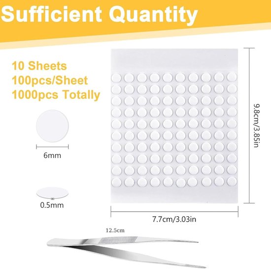 NUOBESTY Pastilles Adhésives Rondes 500 Paires 20 Mm