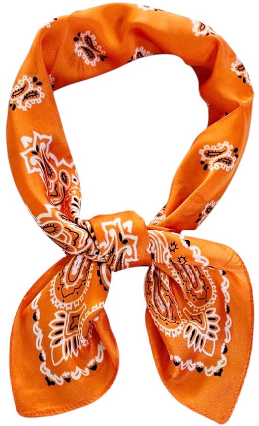 Mooie Dames sjaal oranje | Youhomy accessoires sjaal 70x70cm | Sjaal vierkant zijde feeling | Hoofdsjaal voor vrouwen | Stewardess Sjaaltje Orange| Neksjaal WK/EK voetbal| Koningsdag oranje