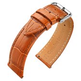 Bracelet de montre en alligatorgrain avec goupilles de bracelet faciles à changer Cuir de veau Cognac 22 mm